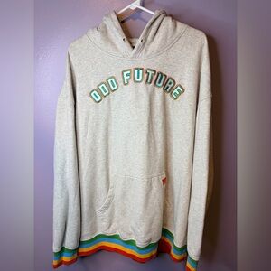 Odd Future Hoodie XXL Gray Doughnut Rainbow Hem Skate Streetwear Pullover Logo